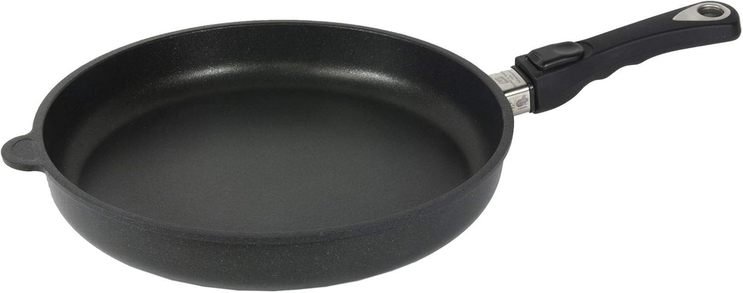 AMT Gastroguss AMZN-I-532-Z20B Frying pan 32 cm Ø, 5 cm high, removable handle, suitable for induction, Lotan® non-stick coating, cast iron pan (cast aluminium), AMZN-I-532-Z20B - QUORE