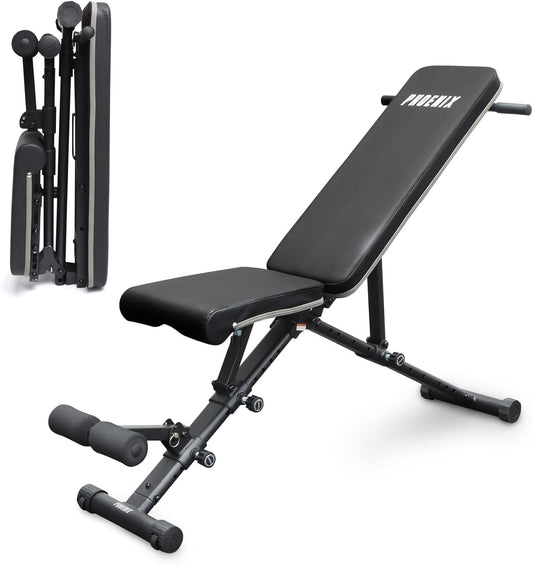 Phoenix Fitness Adjustable Bench - Folding Weight Bench for Full Body Workout - 362kg Strength Training Bench for Home Gym - Utility Slope Decline Flat Bench for Weightlifting - QUORE