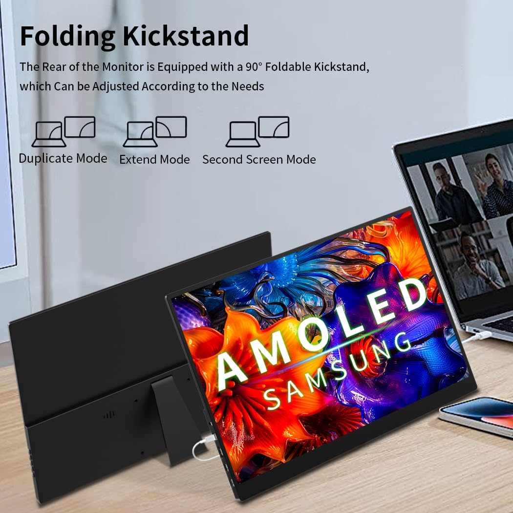 Portable 16 Inch OLED Touch Screen Monitor 3840 x 2400 100% P3 MPP Stylus 1MS Eye Care for Laptop Mac NUC Mini PC VESA & Integrated Stand - QUORE