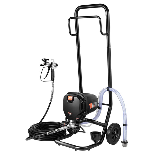 VEVOR Spuitverfsysteem, 750 W, 3000 psi, zonder lucht, met trolley, verfpistool met slang, 7,6 m, 1,2 l/min, voor schilderen binnen en buiten, benodigdheden hekken