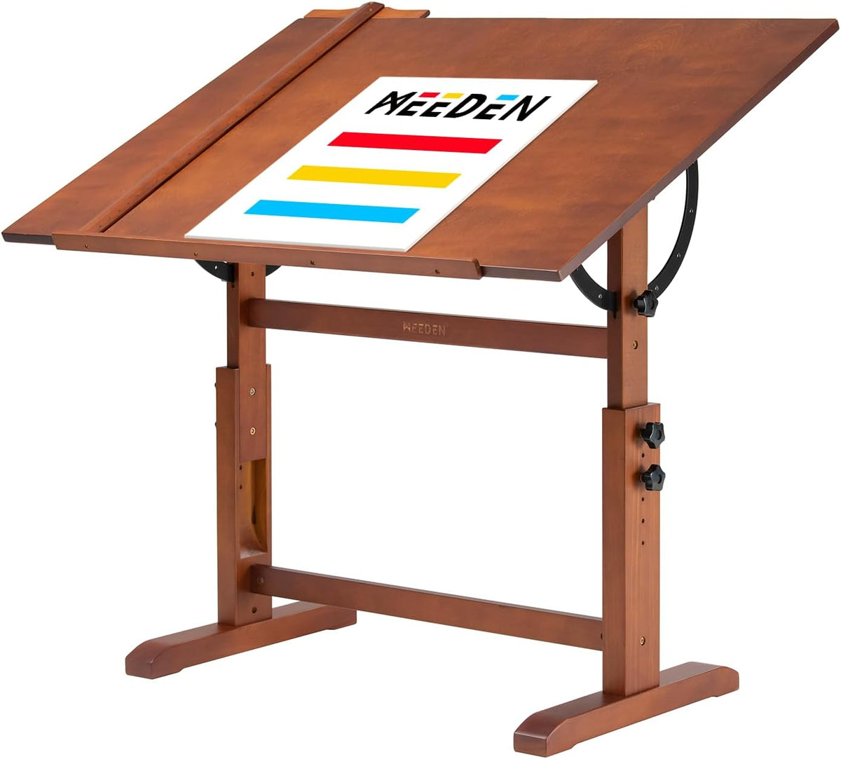 MEEDEN Extra grote houten tekentafel, 76 x 106,7 cm, tekentafel, knutseltafel met in hoogte verstelbaar, vergroten kantelbaar tafelblad, kunstbureau schildertafel om te lezen, schrijven