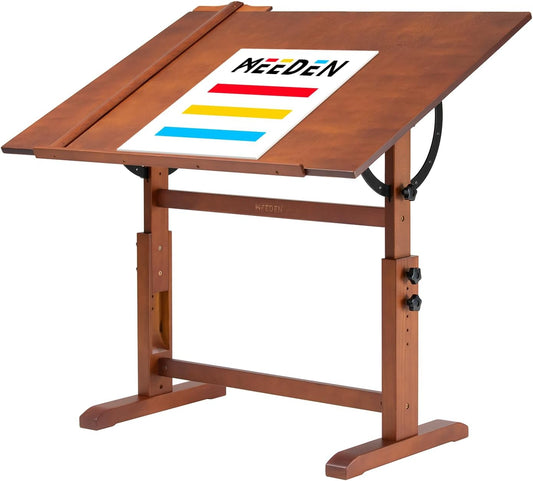MEEDEN Extra grote houten tekentafel, 76 x 106,7 cm, tekentafel, knutseltafel met in hoogte verstelbaar, vergroten kantelbaar tafelblad, kunstbureau schildertafel om te lezen, schrijven