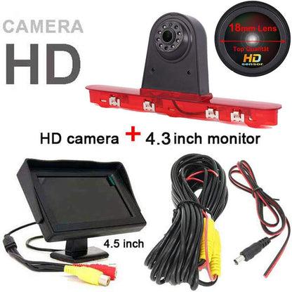 HD IP68 Derde Dak Top Mount Remlamp Reverse Achteruitrijcamera Backup Camera Hoek en afstand Verstelbare IR Nachtzicht voor Citroen Verzending/Te yo ta Proace/Peugeot Expert Reiziger Van +4.3 inch monitor
