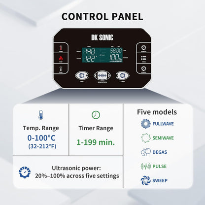 DK SONIC Professionele Ultrasone Reiniger 4L, 120W Precisie Ultrasone Sieradenreiniger met Intelligente Touchbediening, Vijf Standen voor Brillen, Kettingen, Horloges, Munten (Inclusief Mandje)