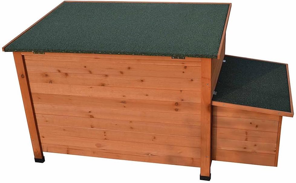 Melko Chicken coop 149 x 80 x 79 cm, chicken coop with folding roof and 2 nesting places for small animals made of wood - QUORE