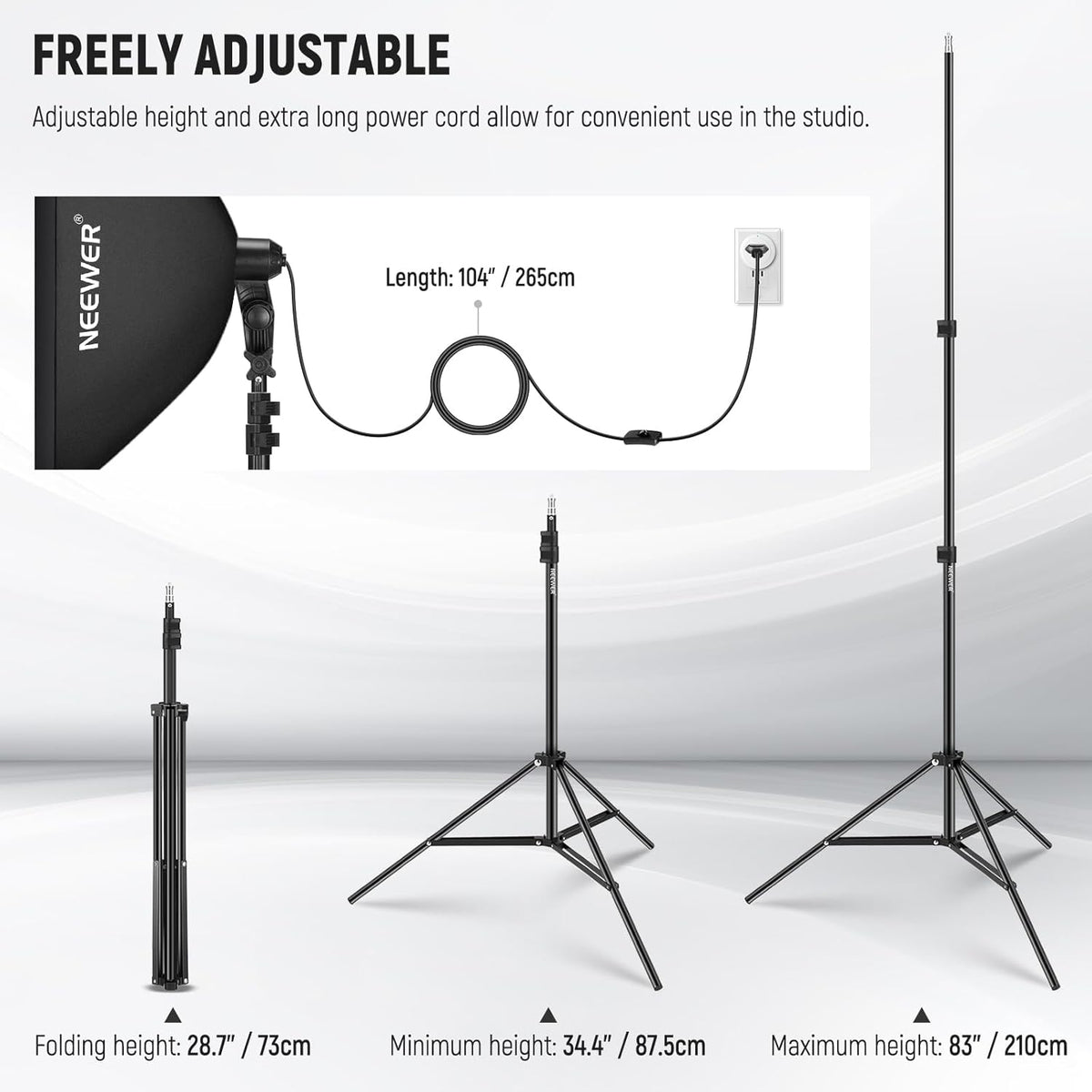 NEEWER Softbox verlichtingsset, equivalent aan 700 W, verpakking van 3 stuks, CE & UKCA gecertificeerde 5700 K led-gloeilampen, 61 x 61 cm softboxen met E27-fitting, continue fotografieset, fotostudio