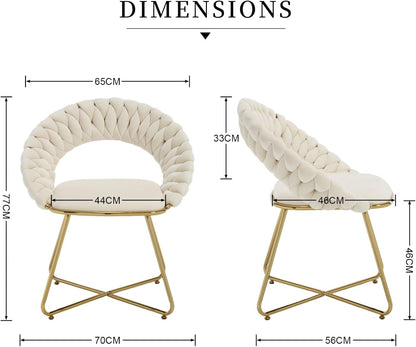 chairus Set of 2 Beige Velvet Living Room Upholstered Chair with Gold Metal Legs, Modern Bedroom Dressing Table Chair with Backrest, Beige - QUORE