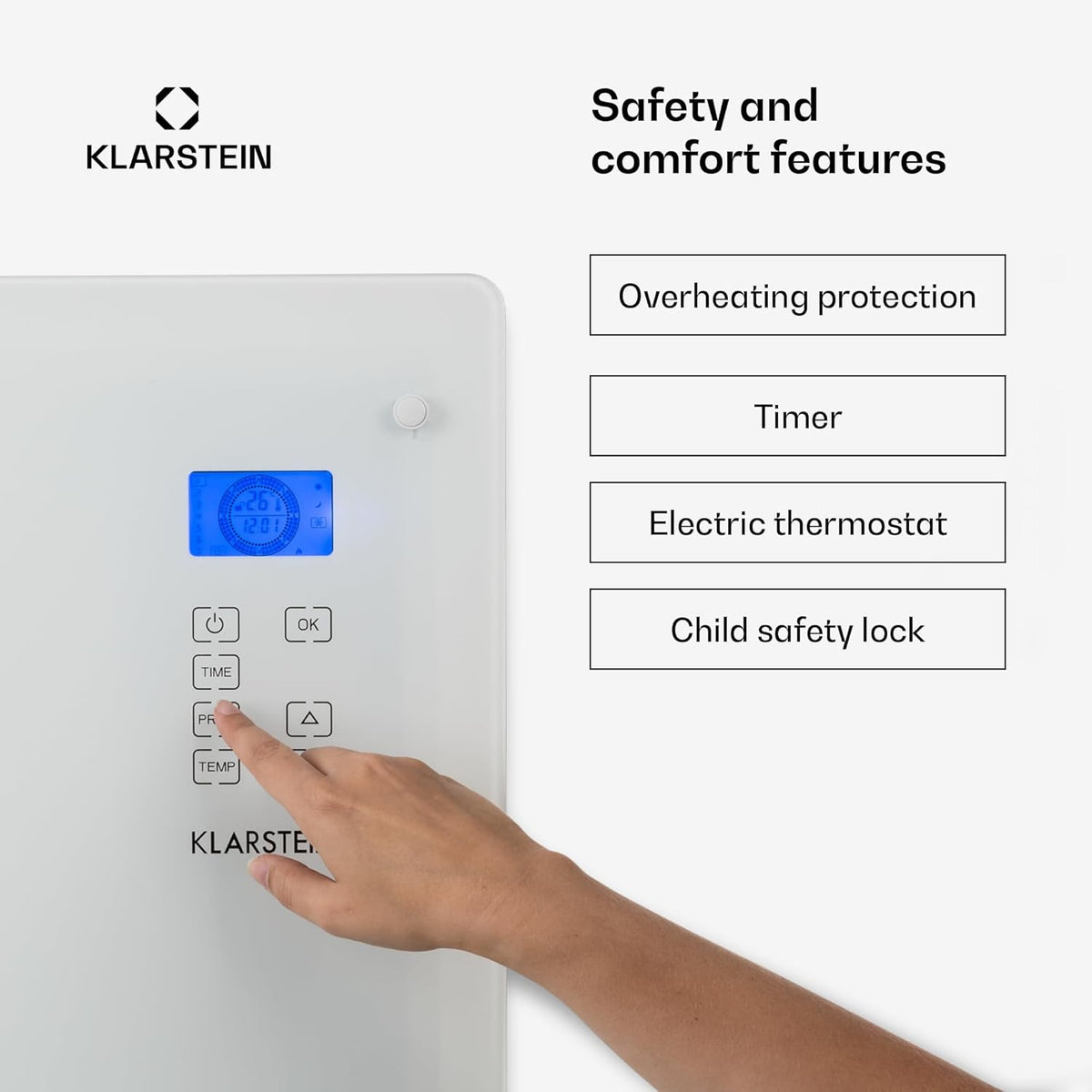 Elektrische verwarming – Convectorverwarming – Convector – Elektrische radiator – Mobiele verwarming – 1000 W – Instelbare thermostaat met weektimer