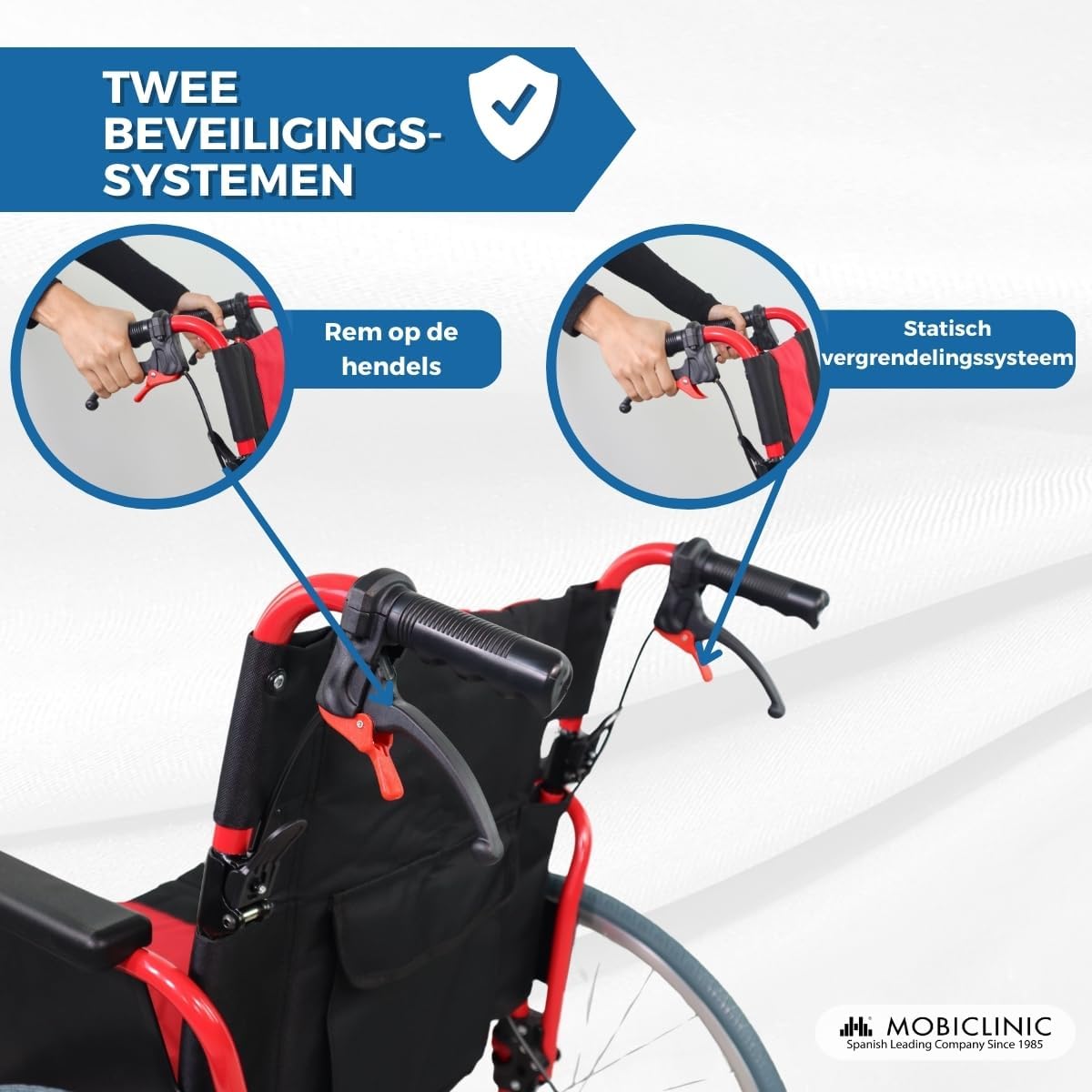 Opvouwbare rolstoel | Remmen op handgrepen en wielen | Ultralicht | Tweedelige rugleuning | Aluminium | Torre | Mobiclinic