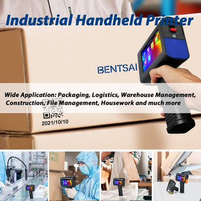 BENTSAI BT-HH6105B2 Draagbare labelprinter voor het afdrukken van QR-barcode, productiedatum, serienummer logo en serienummer op zakken van karton, hout, glas, kunststof (blauw)