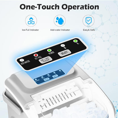 Kleine ijsblokjesmaker, draagbare ijsblokjesmachine met handvat, 9 ijsblokjes in 6 minuten, zelfreinigende draagbare ijsmachines voor thuis, grijs