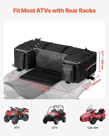 VEVOR ATV opbergtas achter, 60 liter ATV bagagetas met rugleuning en waterdichte hoes, geschikt voor de meeste ATV's met achterrekken, compatibel met ATV's, UTV, Can-Am voertuig