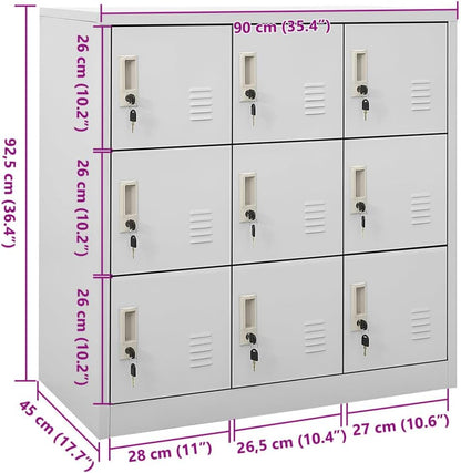vidaXL Locker cabinet 90x45x92.5cm steel light grey, locker cabinet, wardrobe, closet, locker cabinets, wardrobes, wardrobes, office cabinet, office cabinets - QUORE