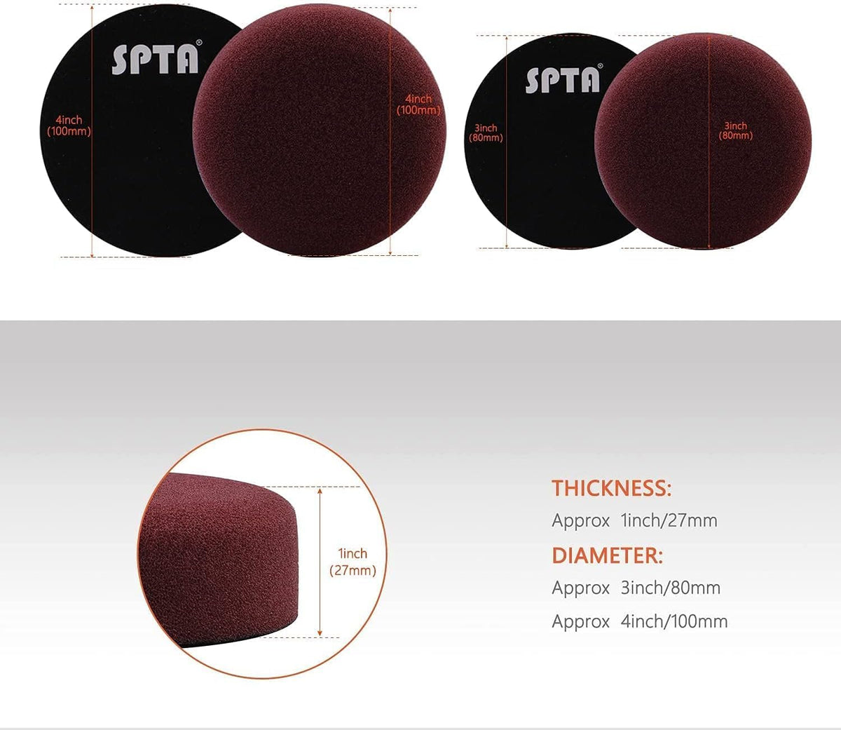 SPTA Buffer Polijstmachine, 3 Inch 10mm/780W Variabele Snelheid Orbitale Dual Action Auto Detailing Tool Met DA Polijsten Pads, Schuurschijven, Pad Conditioning Borstel, Scratch Remover