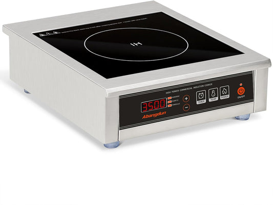 Commerciële inductiekookplaat 3500 W - 190-275 V - commerciële inductiekookplaat met 16 standen, 60-240 °C, 18 uur timer, roestvrij staal en glas
