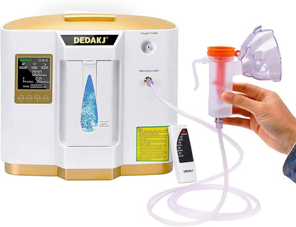 DEDAKJ Zuurstofconcentrator 1-7L/min Regelbare Stroom, Zuurstofconcentraat 93% Hoge Concentratie Vernevelingsfunctie, Zuurstofmachine Geschikt voor Reizen Thuis en Kantoor Gebruik