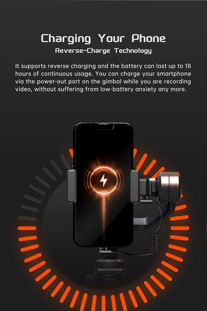 hohem iSteady M6 Gimbal Stabilizer voor Smartphone, 3-assige mobiele telefoon Gimbal Ingebouwde OLED-display 400g Payload Reverse Charging Android en iPhone Stabilizer met Inception Motion Timelapse