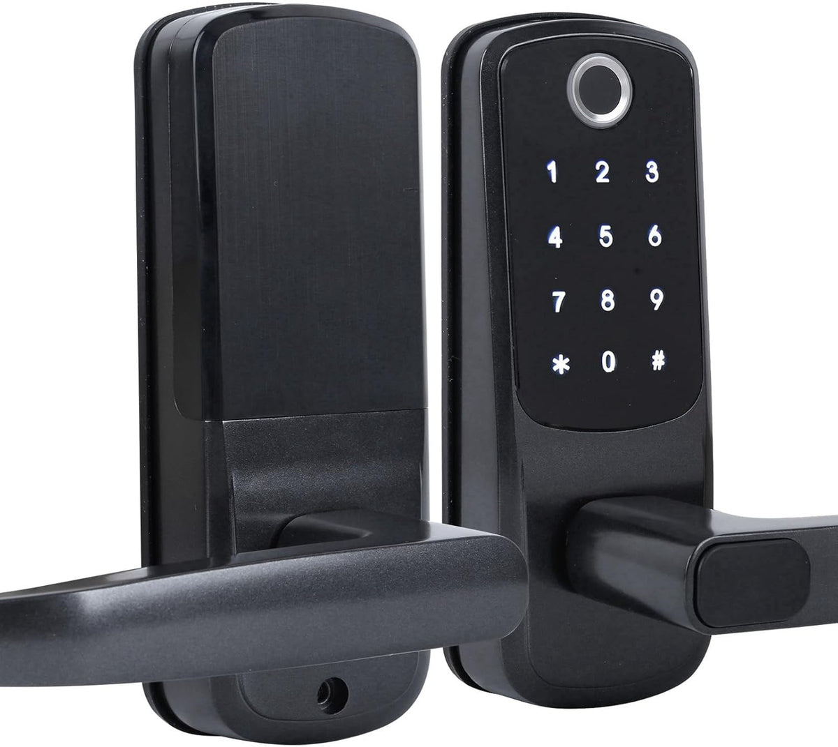 Slim deurslot, vingerafdruk wachtwoord deurslot wifi elektronisch touchscreen slot met handvat, 5 manieren om te ontgrendelen, ondersteuning voor spraakbesturing