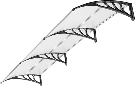 VIVOHOME Vensterdeur Luifel Transparant voor voordeur 100 x 300cm met aluminium frame en polycarbonaat luifel met boogzonwering en regenbescherming