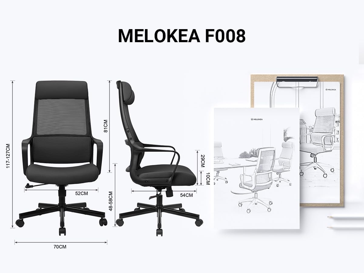 Bureaustoel – Ergonomische Bureaustoel – Draaistoel – Bureaustoel Met Lendensteun – Verstelbare Hoofdsteun – In Hoogte Verstelbaar – Ademende Mesh Rugleuning – 200 kg Draagvermogen