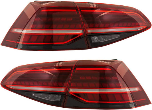 Set LED Achterlichten passend voor Volkswagen Golf VII 2012-2017 & Facelift (7.5) 2017- excl. Variant - Rood/Rookgrijs - incl. Dynamic Running Light