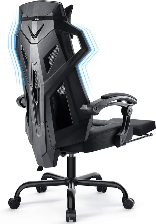 GTPLAYER Ergonomic Office Chair, Office Chair, Swivel Chair, Adjustable Lumbar Support, Headrest, Back-friendly Manager Chair with Connecting Armrests, Mute Wheels, Black - QUORE