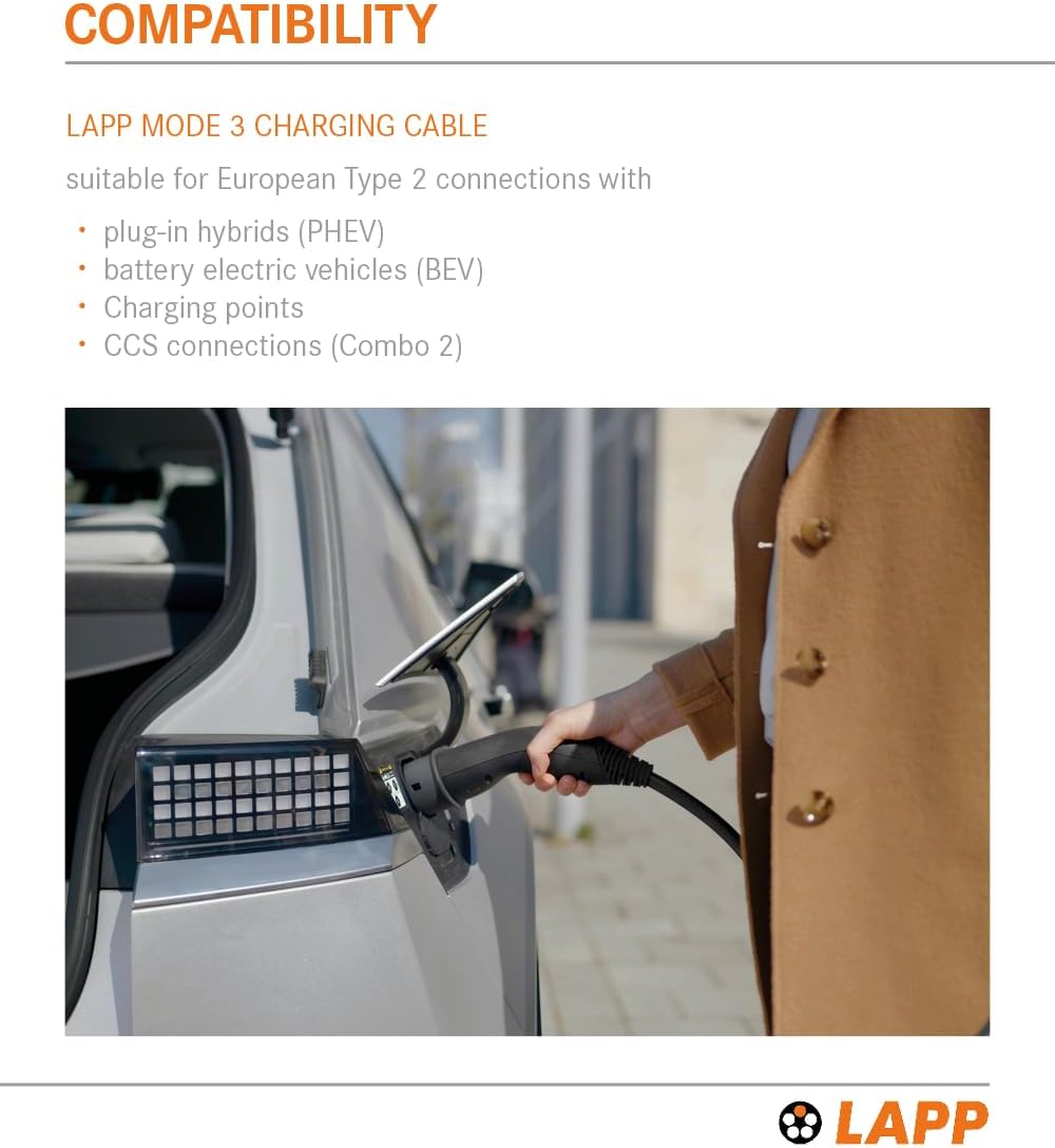 Lapp Mobility Helix type 2 oplaadkabel 11 kW/zelfoprollend / 20 A / 3-fasig/E-auto oplaadkabel/mode 3/5 m