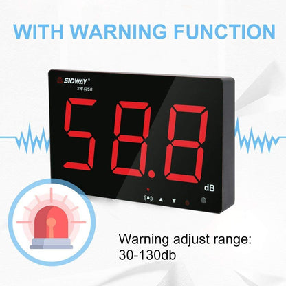 Fdit Digitale wandgemonteerde geluidsmeter, Decibel meter, geluidsniveau, geluidsmeter, tester, meetbereik 30-130 dB, nauwkeurigheid 1,5 dB met lcd-display