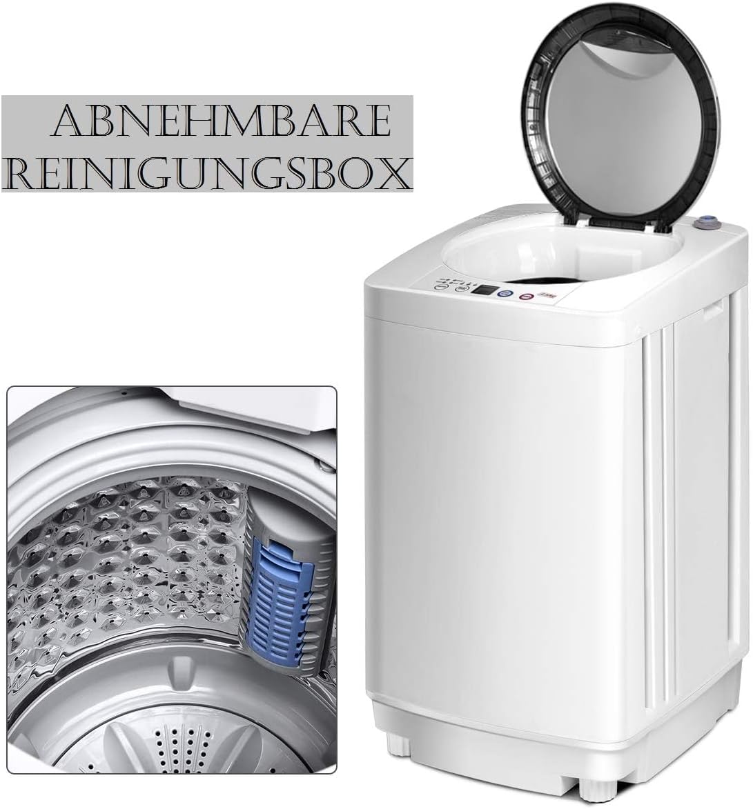 FANTASK Volautomatische wasmachine, 3,5 kg, miniwasmachine met centrifuge, 6 programma's, 240 W bovenlader, volautomatische wasmachine met pomp, voor appartement, camper en camping - QUORE