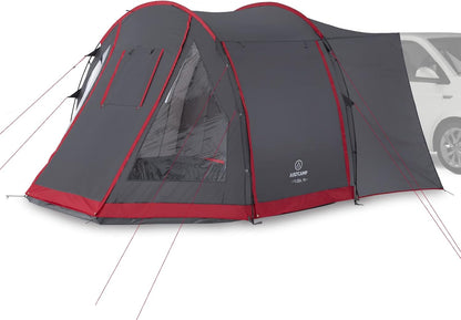 Justcamp Yuba bus tent met stahoogte, tunneltent bus, luifel geschikt voor bus, bestelbus, camper; familietent 4, 5 personen