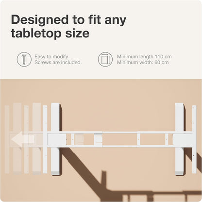 Desktronic HomePro Frame Height Adjustable Desk Frame - Electric Height Adjustable Desk with Whisper Quiet Dual Motor and Touch Screen - High Load Capacity - White - QUORE