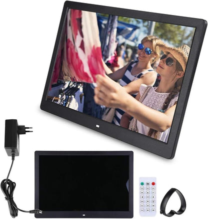Digitale Fotolijst 15,4 Inch, LED Display 1280x800 HD, Klok en Kalender, Foto-Video Diavoorstelling, USB en SD-Kaart