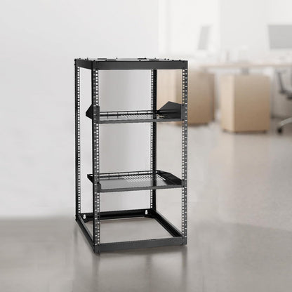 VEVOR 20U Open Frame Netwerk Rack, 58,4 cm diepte, wandmontage of staande serverrek, Heavy Duty 4 Post, met geventileerde planken en montagehardware, houdt al uw netwerk-IT-apparatuur AV-apparatuur