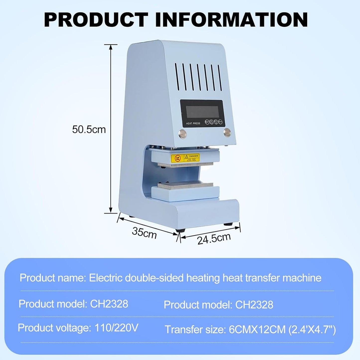 Auto Heat Press Transferpers, thermopres, 50 x 35 cm, dubbelzijdige elektrische transferpers, draagbaar hittedrukapparaat voor doe-het-zelvers, voor T-shirts, textiel en
