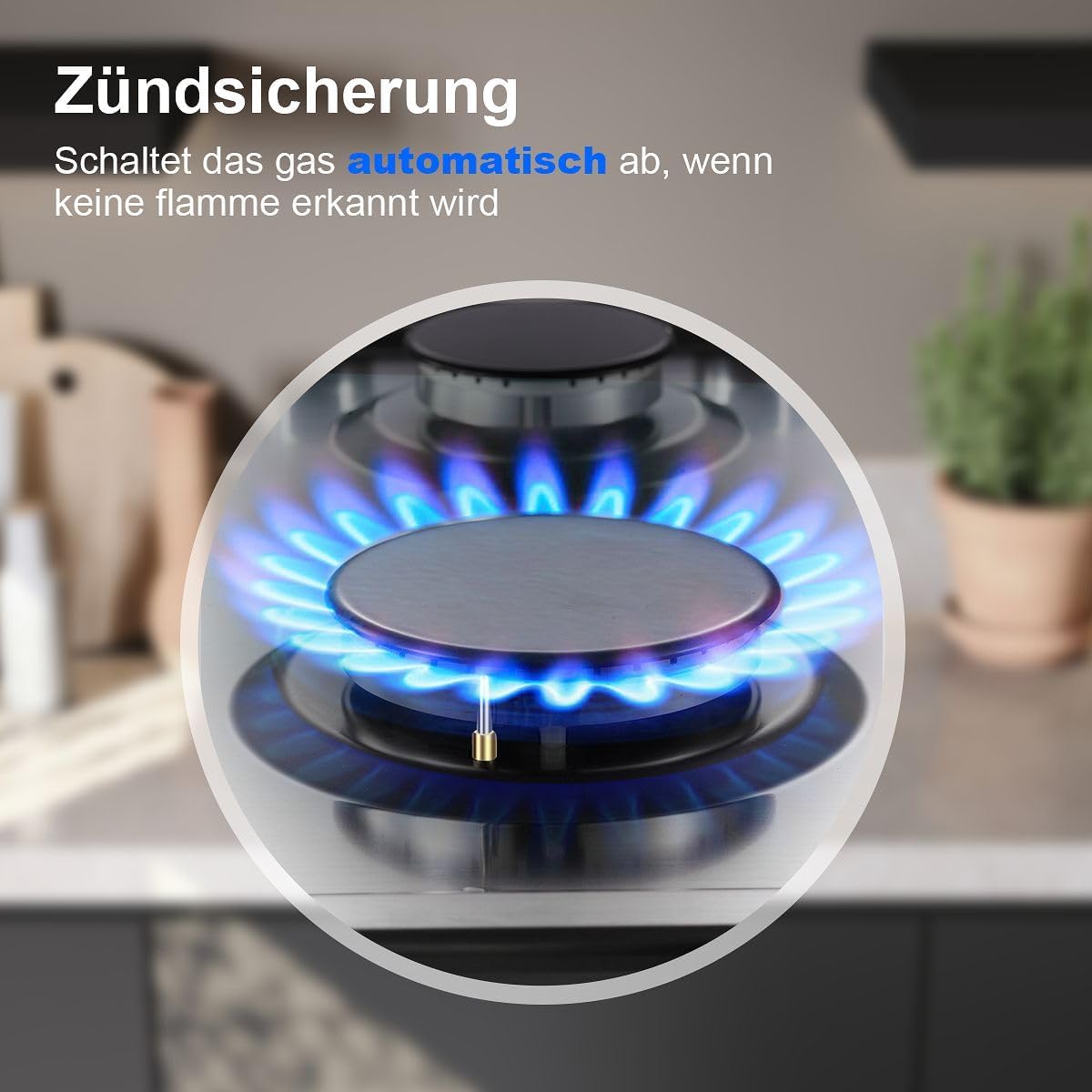 Gaskookplaat – Gasfornuis – Inbouwkookplaat – 4-pits Kookplaat – Gasstel – Roestvrij Staal – Automatische Vlambescherming – 8060 W Vermogen
