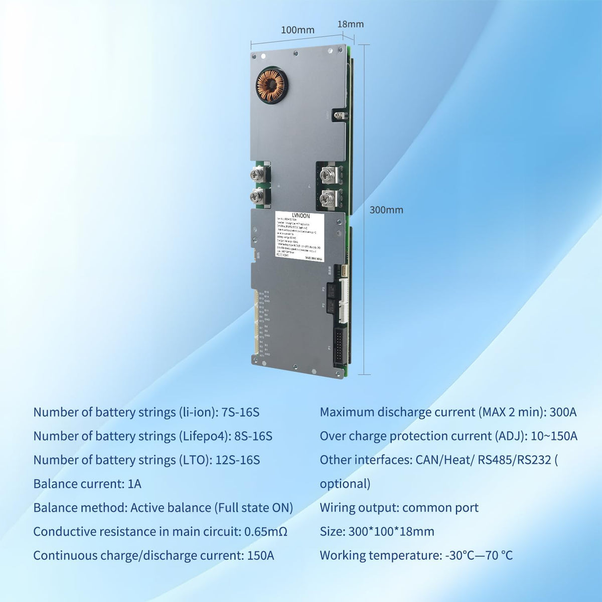 PB1A2A Smart Active Inverter BMS met smartphone-app-bediening voor Li-ion NCM LFP LiFePo4 LTO Battery Management System 7S naar 16S 48V 51.2V 100A 150A 200A Home Energy BMS (PB1A16S150A)
