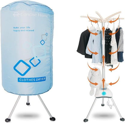 Draagbare Elektrische Wasdroger – Warme Luchtdroger – Tumble Dryer – Droogrek – Kledingdroger – 1000 W Krachtige Motor – 10 kg Capaciteit Met Dubbele Aluminiumlegering