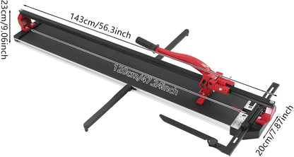 OUKANING Manual Tile Cutter with Non-Slip for Precise Cuts up to 15 mm Thickness, Ball Bearing Sliding Head for Fast Grooves and Straight Cuts, for Ceramic, Porcelain (Red, 120 cm) - QUORE