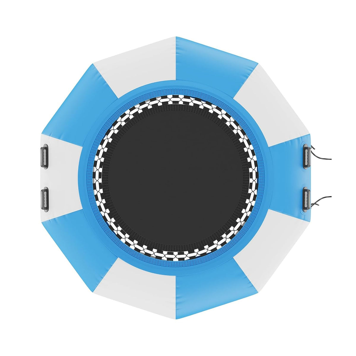 VEVOR Opblaasbare watertrampoline, opblaasbare watertrampoline, 200 x 50 cm, draagbaar zwemplatform met ladder en elektrische luchtpomp, voor kinderen, zwembad, blauw en wit
