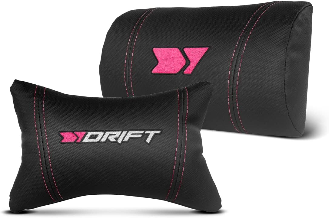 DRIFT Gaming Chair DR350 -DR350BP - Professionele Gaming Chair, kunstleder, 4D armleggers, geruisloze wielen, klasse 4 zuiger, kantelbaar, lende/cervicaal kussen, kleur zwart/roze