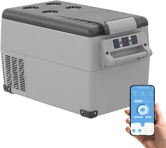 Mini koelkast - Auto koelkast - Draagbare Compressor Koelbox - Elektrische Vriesbox - voor Camping - Auto - Vrachtwagen - Boot - met USB-aansluiting - 35L - 12V - 69 x 34.5 x 38.2 cm - Grijs