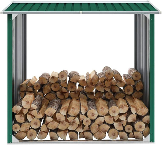 Tidyard Garden shed for wood, galvanised, green, 172 x 91 x 154 cm - QUORE