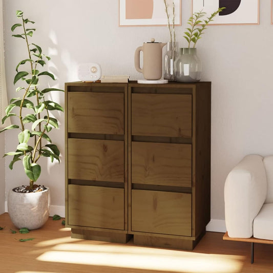 Sideboards 2 PC. Sideboard Bedroom Living Room Cabinets Living Room Oblique Honey Brown 32x34x75cm Solid Wood Pine - QUORE