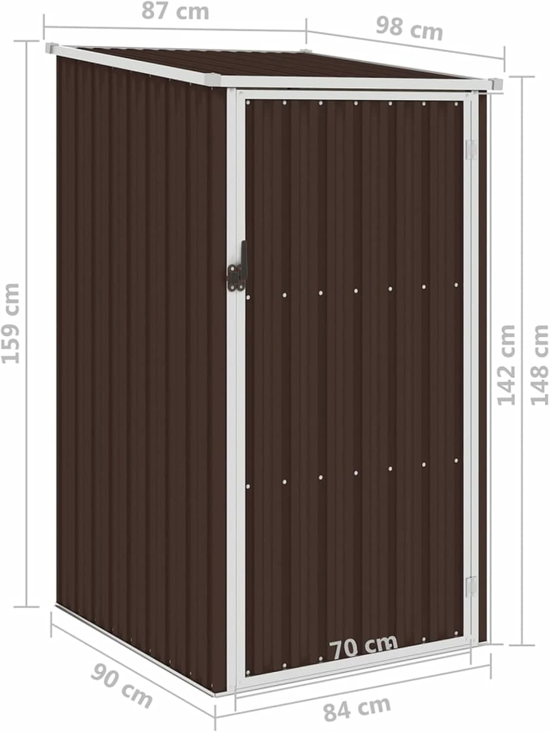 Tidyard Garden shed, outdoor shed, with galvanised steel door, brown, 87 x 98 x 159 cm, garden shed, steel shed, tool shed made of steel, tool shed made of steel - QUORE