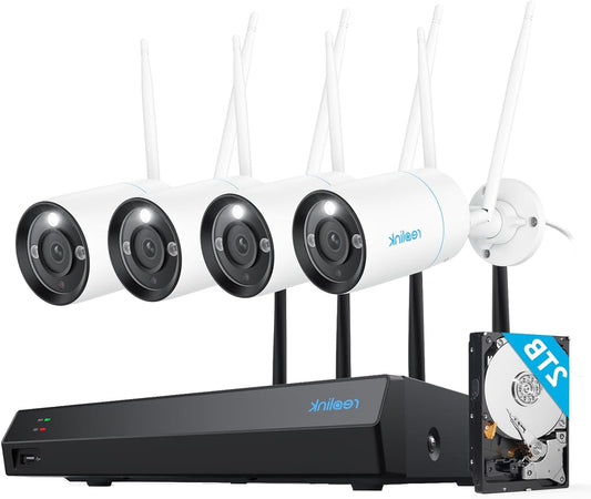 Beveiligingssysteem 4K – Bewakingscamera Set – CCTV Camera Systeem – Beveiligingscamera Buiten – Wi-Fi Beveiliging – Kleurennachtzicht 30m – Persoon- en Voertuigdetectie