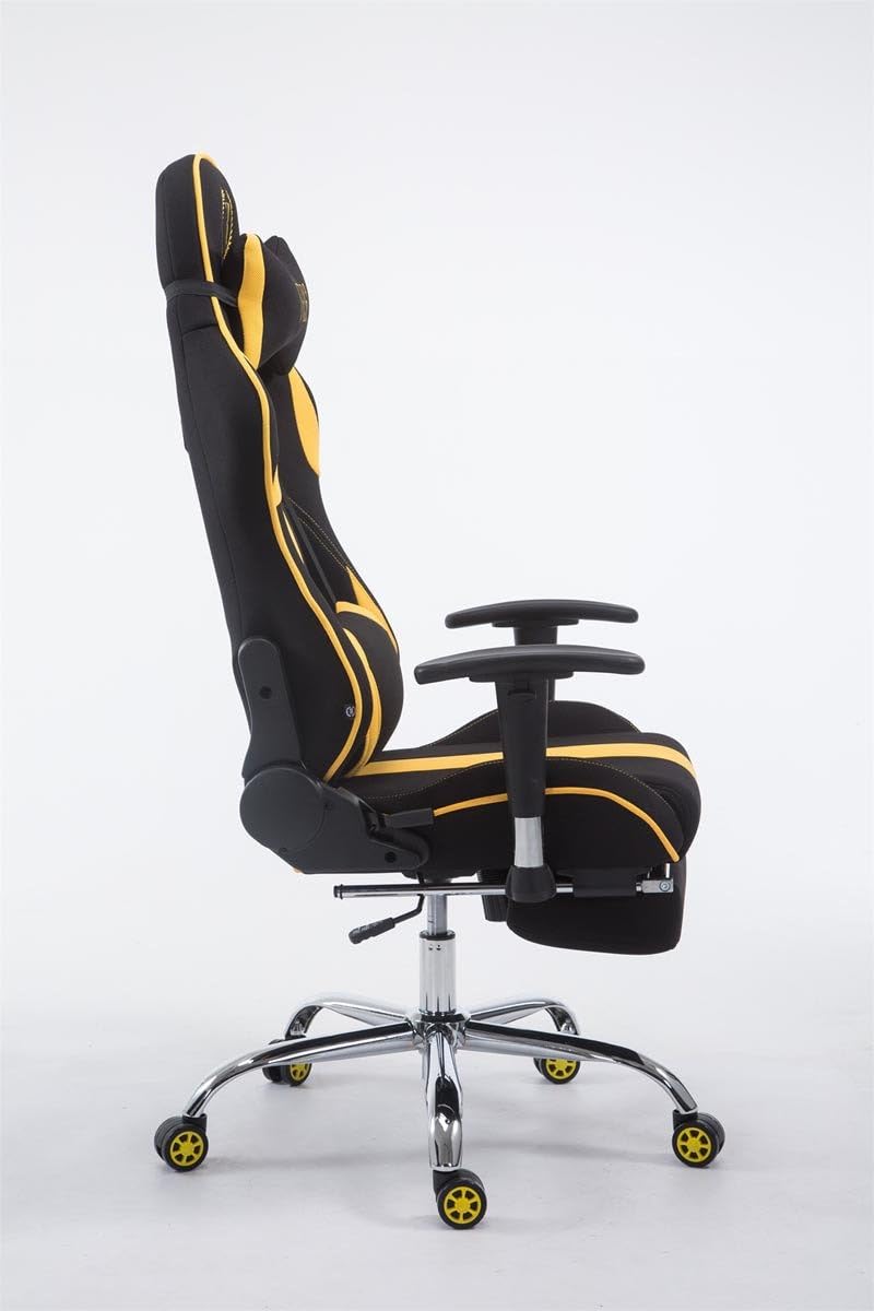 XL Gamingstoel – Bureaustoel – Gamestoel – Comfortstoel – Office Chair – Verstelbare Rugleuning – Draaggewicht 150 kg – Zwarte Gele Stof