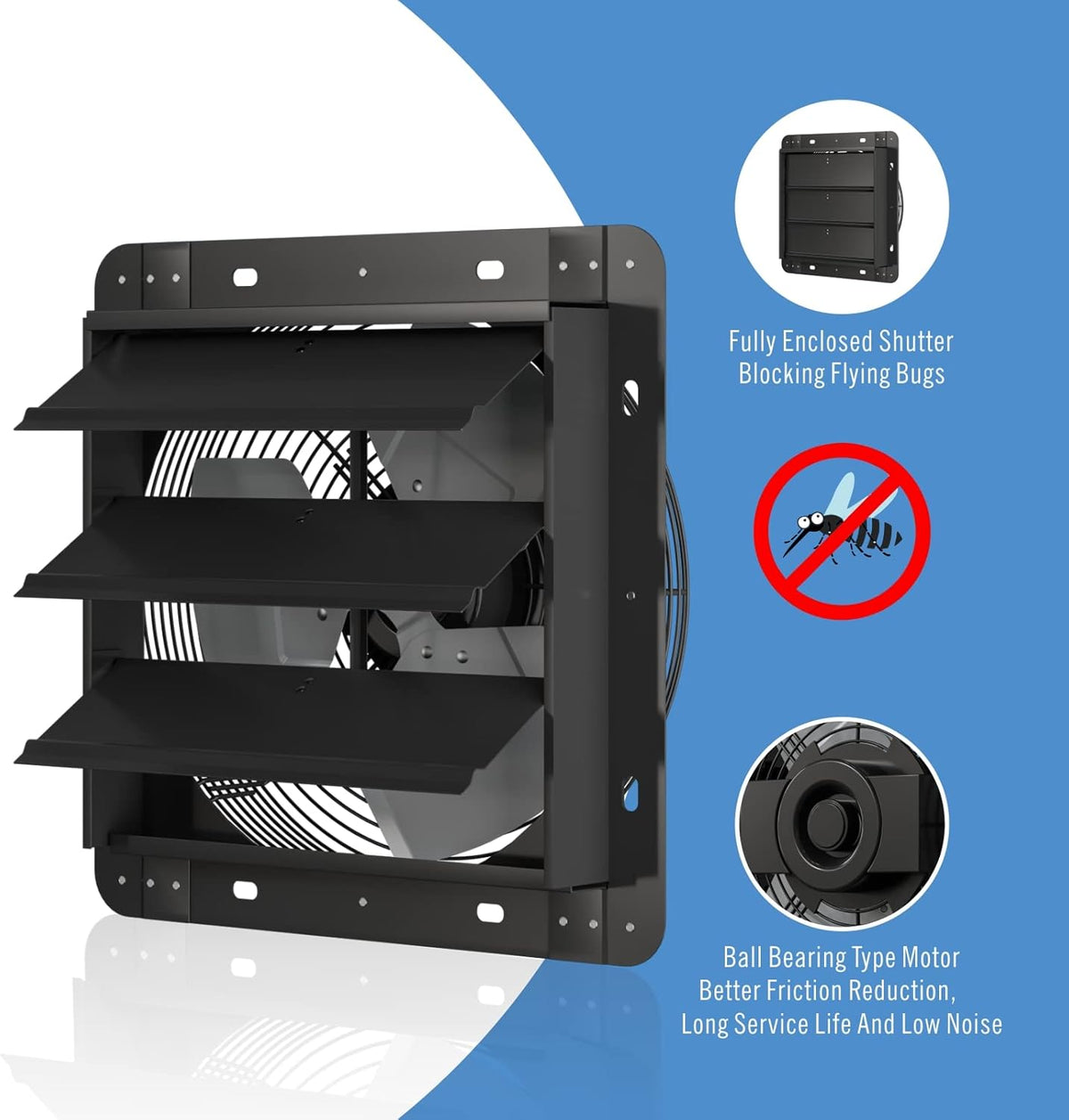 Aygrochy 350 mm afvoerventilator, afvoerluchtventilator voor verwarming, koeling, booster, groeitenten, hydroculturen, thuisgebruik, ventilatie en afzuigventilator.