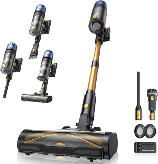 Proscenic P15 Cordless Vacuum Cleaner, 580 W/70 min/50 kPa, Powerful Wireless Electric Broom, Adjustable Telescopic Rod and Self-Supporting Design, GreenEye Technology for Floors/Carpets