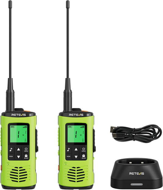 Retevis EZTalk 64S Walkie Talkies,IP68 Waterdichte Walkie Talkies voor Volwassenen Lange Afstand, Corrosiebestendige Oplaadbare Zaklamp, SOS-Alarm, Portofoon voor Kajakken, Surfen en Vissen (1 Paar)