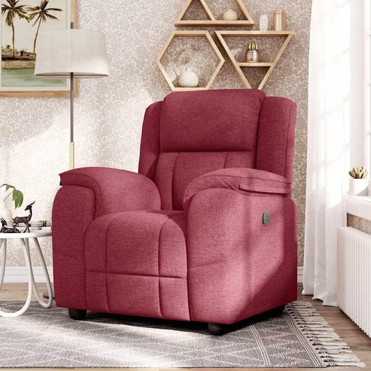 Relaxstoel wijnrode stof TV fauteuil met ligfunctie, enkele ligstoel relaxstoel voor woonkamer, slaapkamer handmatig kantelsysteem mA9 - QUORE